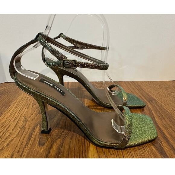 Nine West Glitter Strappy Heels – Yess Sandals | Women’s Size 10 Party Shoes - Picture 2 of 9